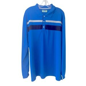 Men's shirt 
long sleeve 
big man polo 3 button and collar blue black tan XXL